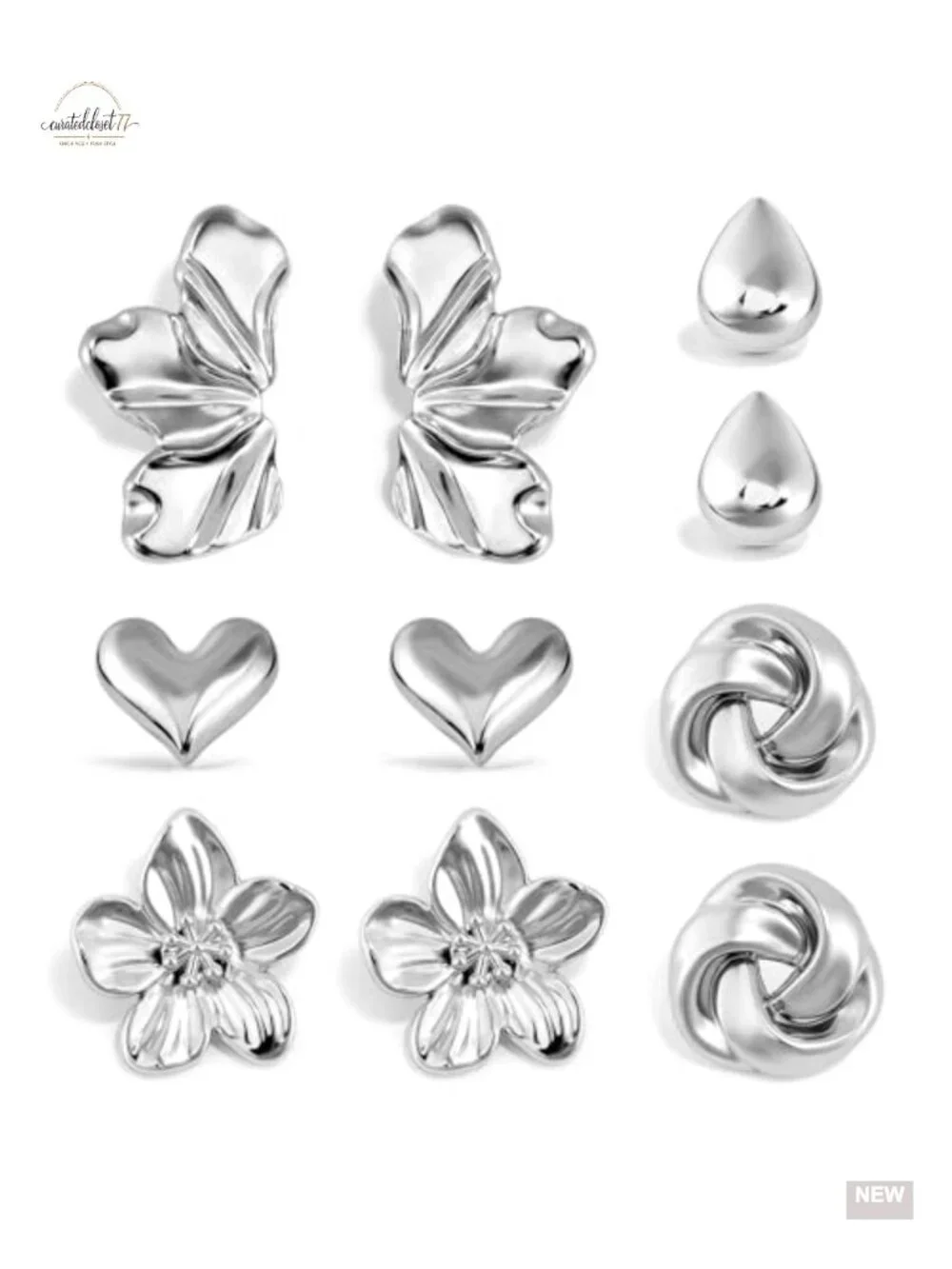 Chunky Gold Earrings Set for Women, Hypoallergenic Lightweight Earring Pack,